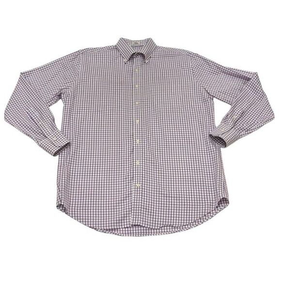 Peter Millar Men's Large Cotton‎ Plaid Nanoluxe Long Sleeve Button Down Shirt - Picture 1 of 7